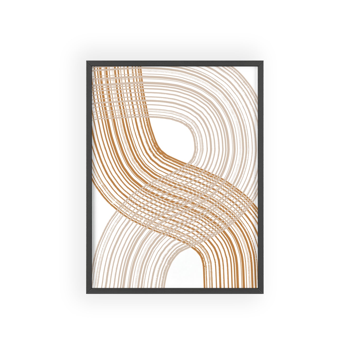 Poster with Wooden Frame - Circled Lined Beige/Creme Tones