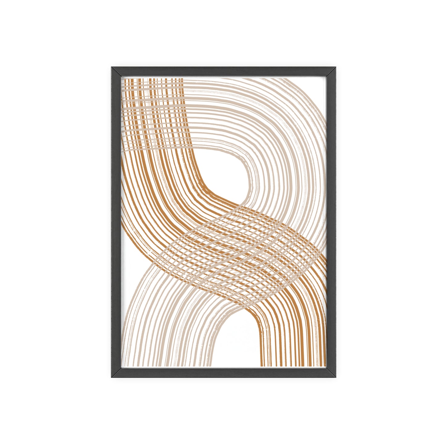 Poster with Wooden Frame - Circled Lined Beige/Creme Tones