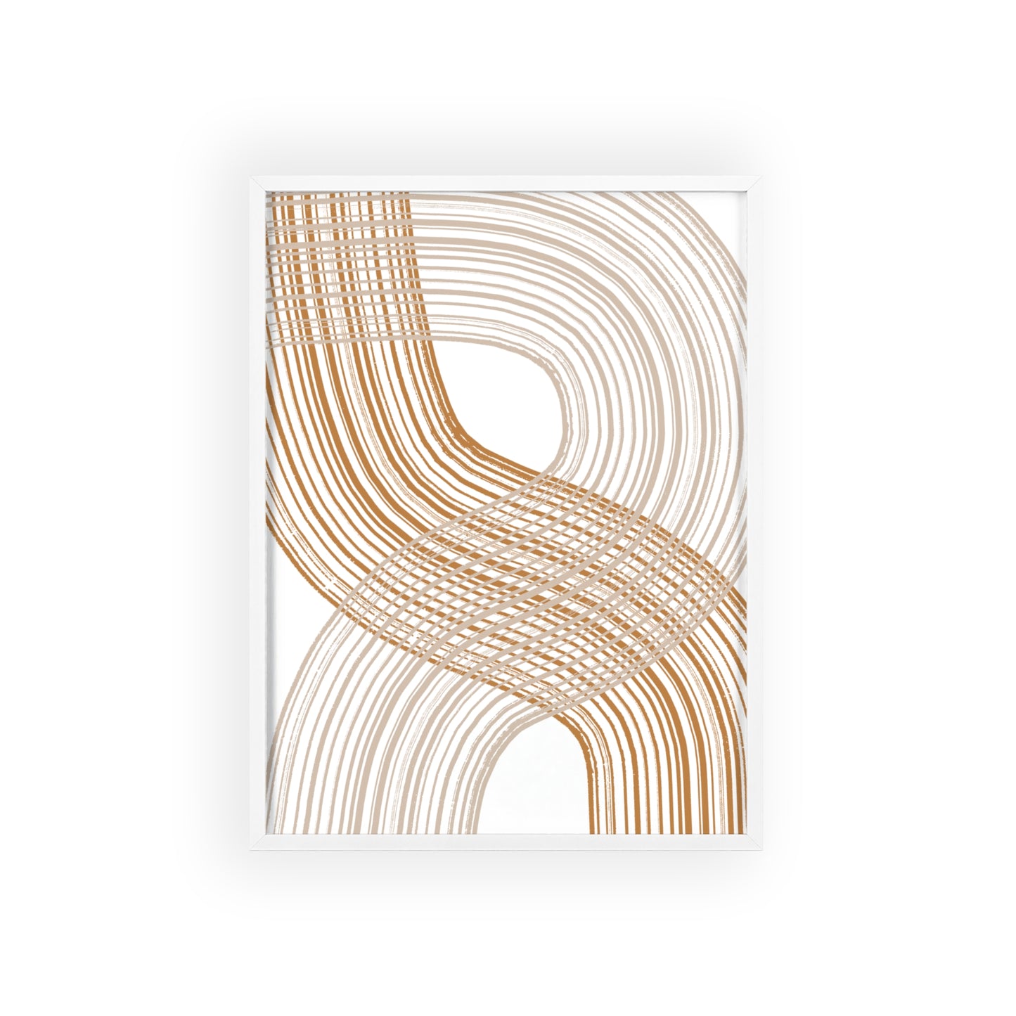 Poster with Wooden Frame - Circled Lined Beige/Creme Tones