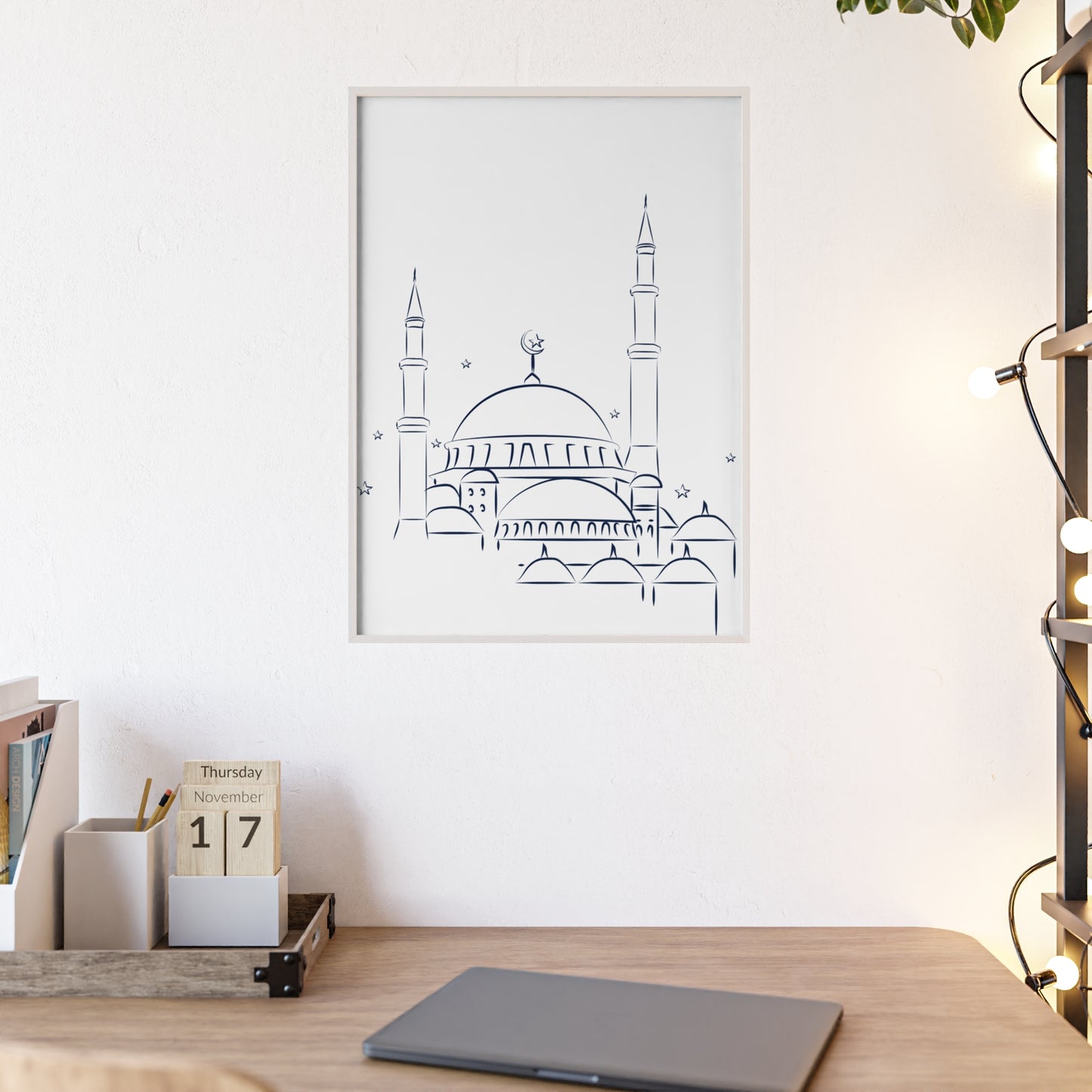 Mosque Poster with Wooden Frame