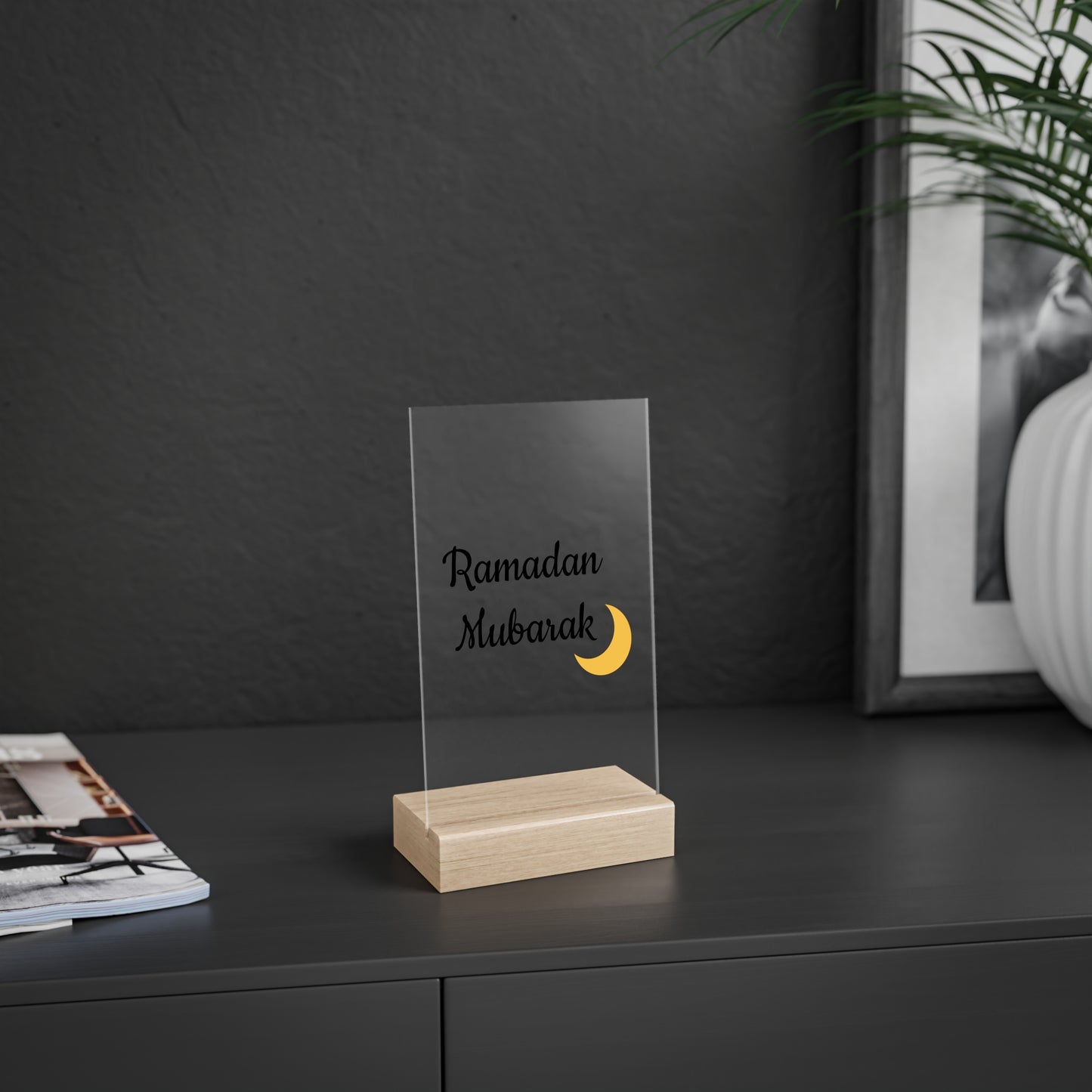 Elevate Your Ramadan Décor: Acrylic Sign with Wooden Stand