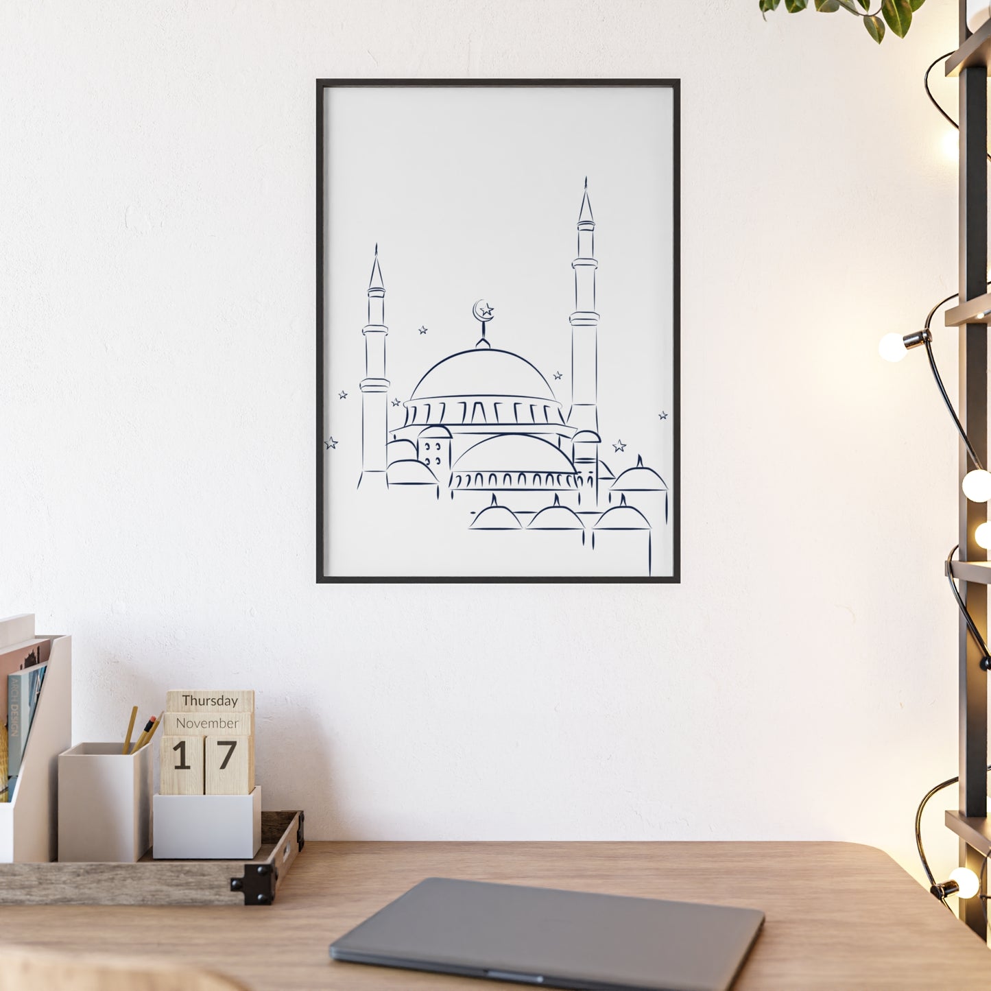 Mosque Poster with Wooden Frame