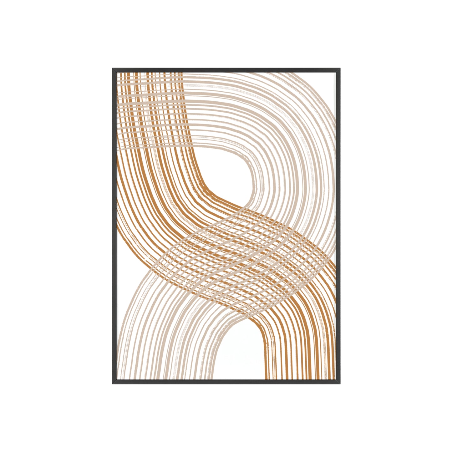 Poster with Wooden Frame - Circled Lined Beige/Creme Tones