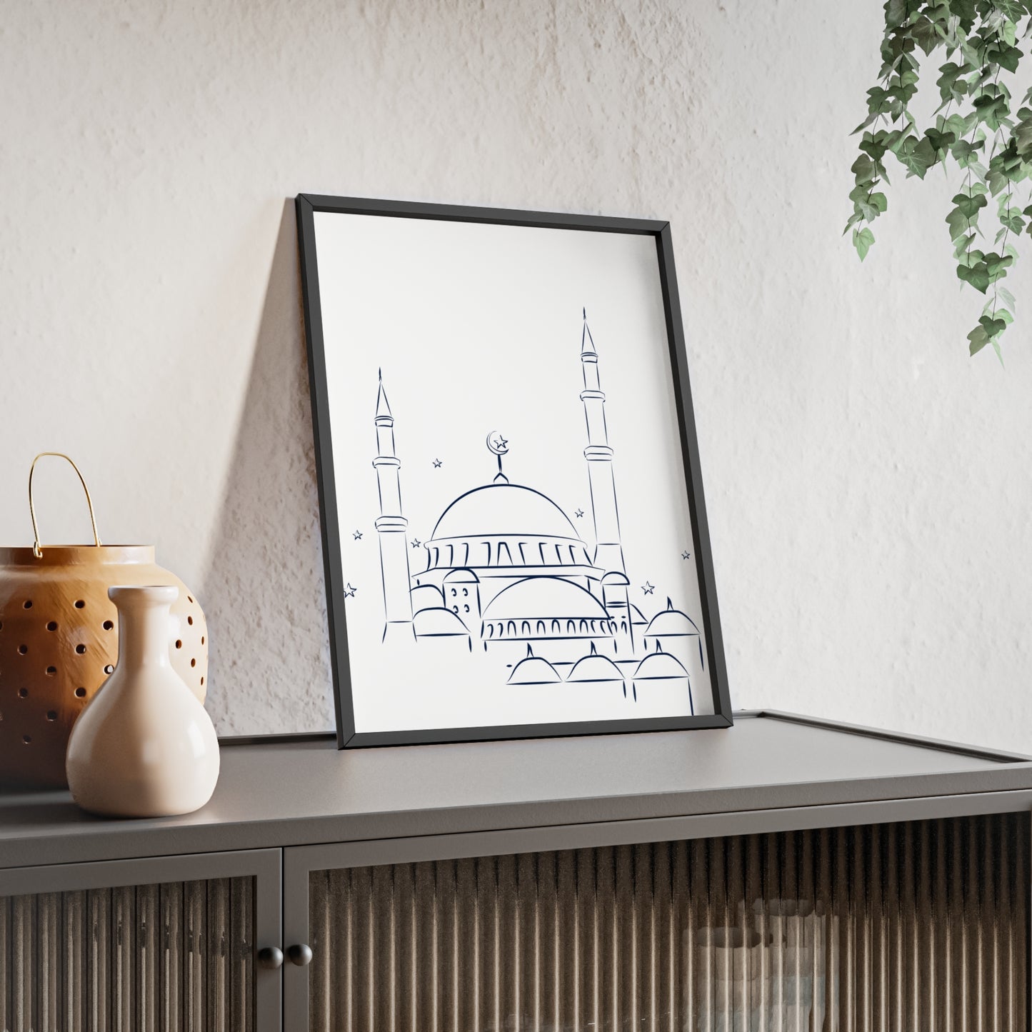 Mosque Poster with Wooden Frame