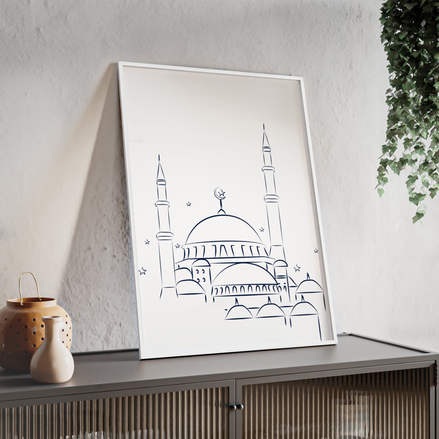 Mosque Poster with Wooden Frame