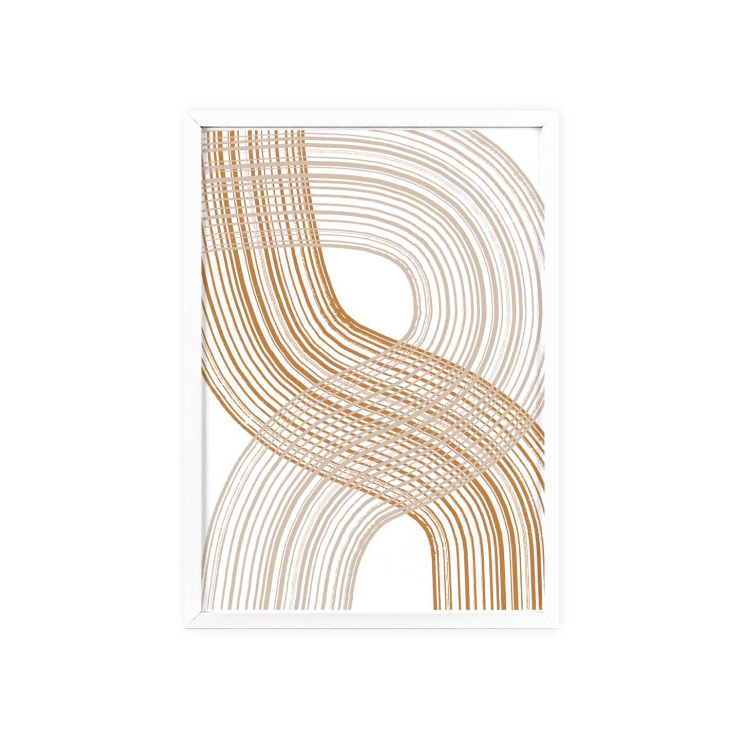 Poster with Wooden Frame - Circled Lined Beige/Creme Tones