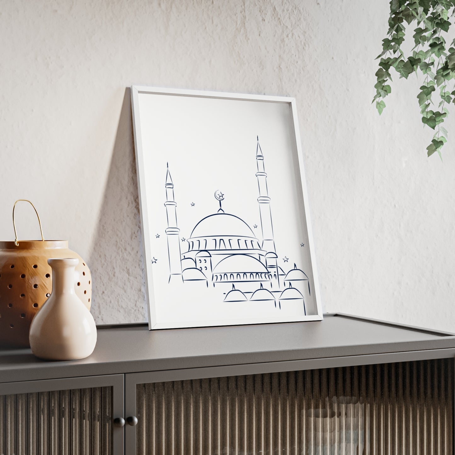 Mosque Poster with Wooden Frame