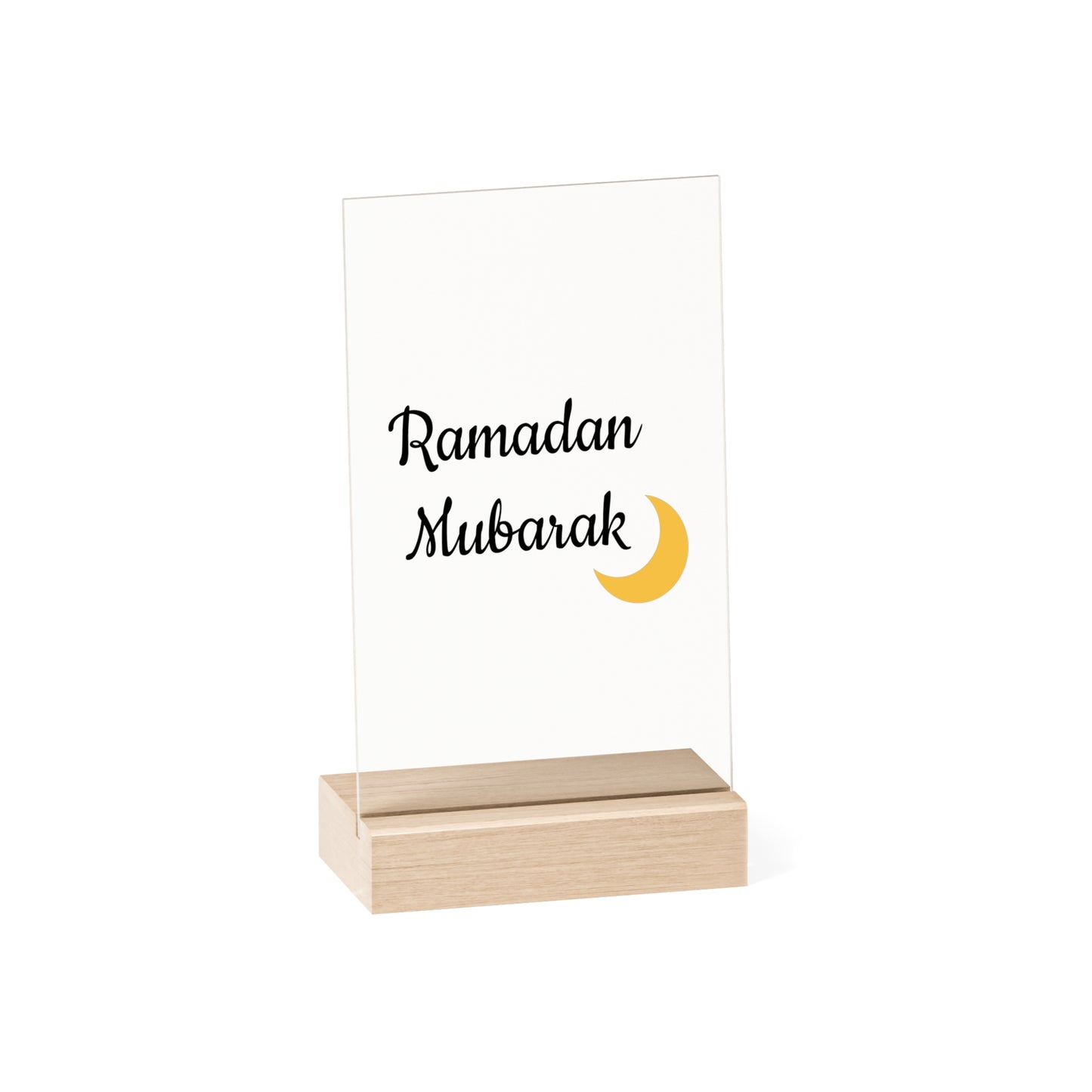 Elevate Your Ramadan Décor: Acrylic Sign with Wooden Stand